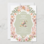 エンチャントガーデンティーパーティー任意の年齢誕生日 招待状 (正面)