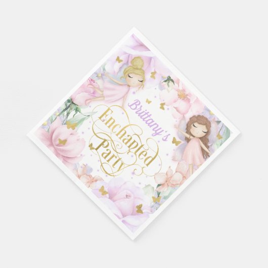 エンチャントガーデンパーティーフェアリーをテーマにした誕生日 スタンダードランチョンナプキン (角)