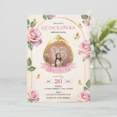 エンチャントガーデンピンクローズ金ゴールド写真キンセアニェラ 招待状 (スタンド正面)