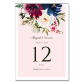 エンチャントガーデンピンク赤面ブルガンディーネイビー テーブルナンバー (正面)