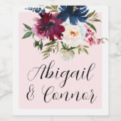 エンチャントガーデンピンク赤面ブルガンディーネイビー ワインラベル (シングルラベル)