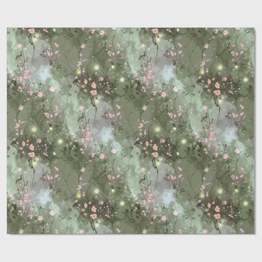 エンチャントガーデンフローラルパターンピンクID1163 ラッピングペーパー (フラット)