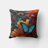 エンチャントガーデンブルーバタフライ鮮やか開花 クッション (裏面)