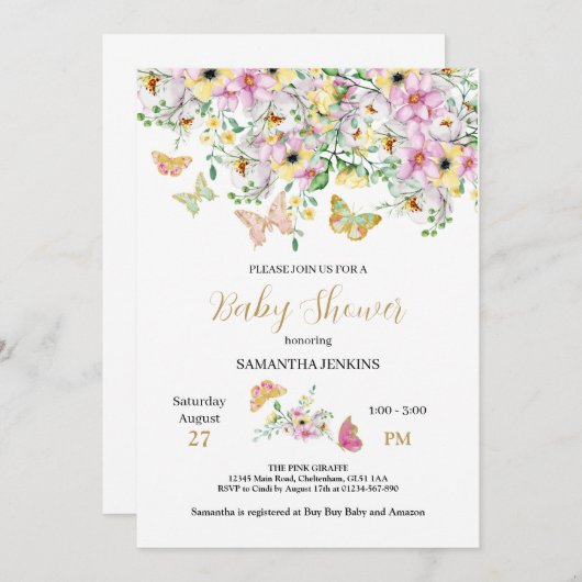 エンチャントガーデンベビーシャワー招待状 招待状 (正面/裏面)