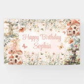 エンチャントガーデンマッシュルームガールの最初の誕生日 横断幕 (横)