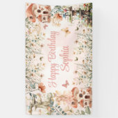 エンチャントガーデンマッシュルームガールの最初の誕生日 横断幕 (縦)