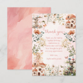 エンチャントガーデンマッシュルームガールズファースト誕生日 サンキューカード