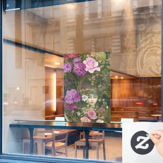 エンチャントガーデンヴィンテージ植物妖精の窓Cl ウィンドウサイン (カフェ窓)