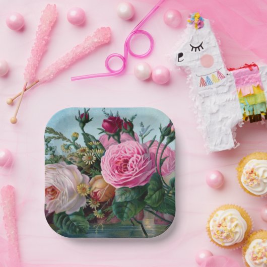 エンチャントガーデン：ヴィンテージフローラデザインプレート ペーパープレート (パーティー)