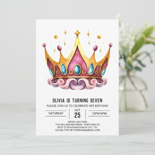 エンチャントガーリープリンセスクラウン誕生日 招待状 (スタンド正面)