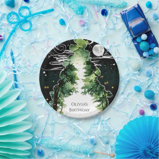 エンチャントキッズウッドランド誕生日 ペーパープレート (パーティー)