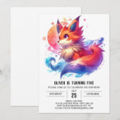 エンチャントキッズキツネ誕生日 招待状 (正面/裏面)