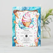 エンチャントキッズコーンアイスクリーム誕生日 招待状 (スタンド正面)