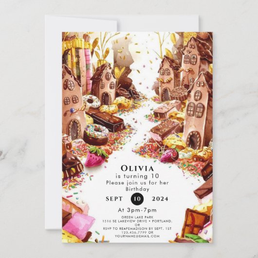 エンチャントキッズチョコレート誕生日 招待状 (正面)