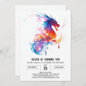 エンチャントキッズドラゴン誕生日 招待状 (正面/裏面)