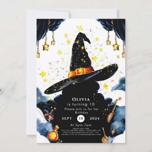 エンチャントキッズパステルウィザード誕生日 招待状 (正面)