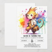 エンチャントキッズモンキー誕生日 招待状 (正面/裏面)