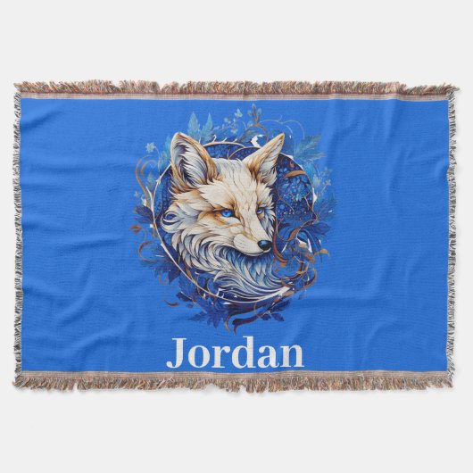 エンチャントキツネと名前をカスタムする スローブランケット (正面)