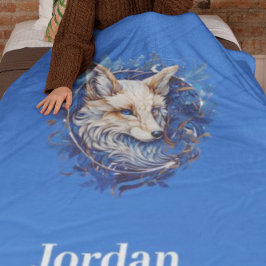 エンチャントキツネと名前をカスタムする フリースブランケット