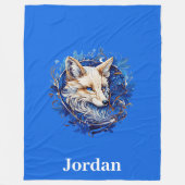 エンチャントキツネと名前をカスタムする フリースブランケット (正面)