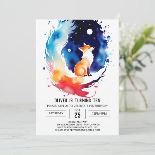 エンチャントキツネホロー誕生日 招待状 (スタンド正面)