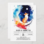 エンチャントキツネホロー誕生日 招待状 (正面/裏面)