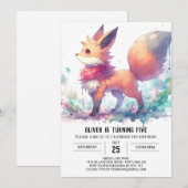 エンチャントキツネ誕生日 招待状 (正面/裏面)