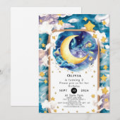 エンチャントキュートムーン誕生日 招待状 (正面/裏面)