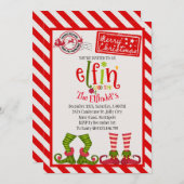 エンチャントキュート小妖精や小人ホリデーパーティー招待状 招待状 (正面/裏面)