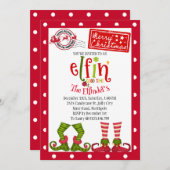 エンチャントキュート小妖精や小人ホリデーパーティー招待状 招待状 (正面/裏面)