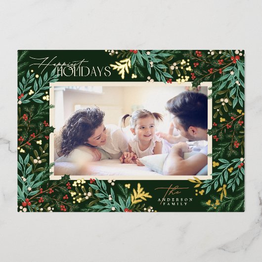 エンチャントクラシックボタニカルエメラルド1フォトハッピー 箔シーズンカード (正面)