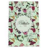 エンチャントグリーン春ガーデンハミングバードフローラ ミディアムペーパーバッグ (裏面)