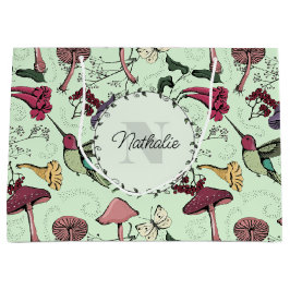 エンチャントグリーン春ガーデンハミングバードフローラ ラージペーパーバッグ