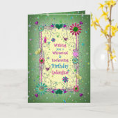 エンチャントグリーン/イエロー誕生日、ゴドーター カード (黄色い花)