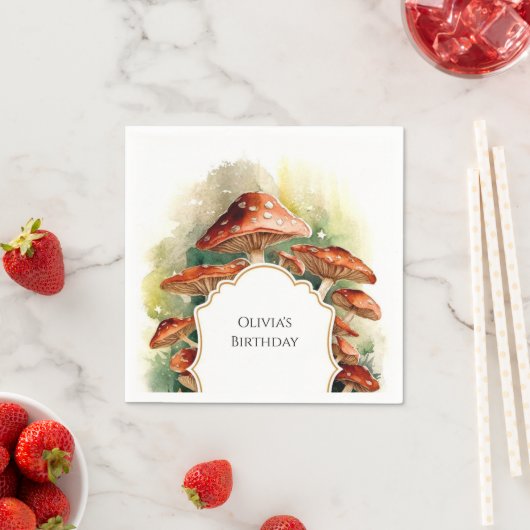 エンチャントコテージキノコ誕生日 スタンダードカクテルナプキン (インサイチュ)