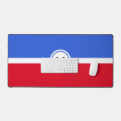 エンチャントサファイアブルー，赤と白のモノグラム デスクマット (キーボード&マウス)