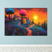 エンチャントサンセットヴィレッジ キャンバスプリント (インサイチュ (ウッドフロア))