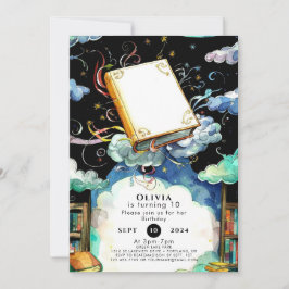 エンチャントシンプルされたライブラリのストーリーブック誕生日 招待状