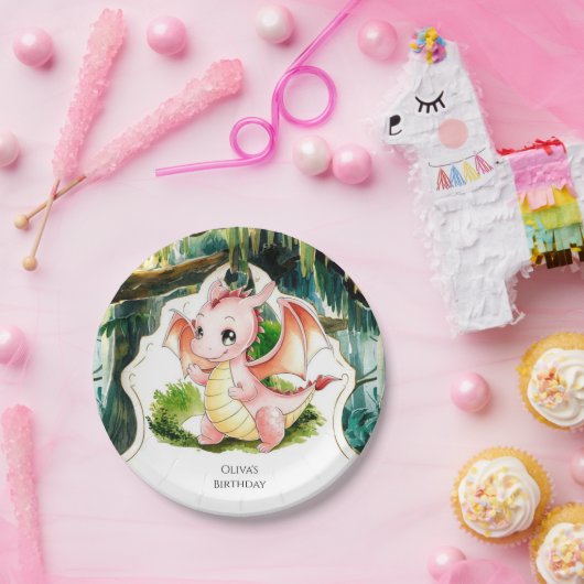 エンチャントシンプルドドラゴン誕生日 ペーパープレート (パーティー)