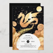 エンチャントシンプルドドラゴン誕生日 招待状 (正面/裏面)