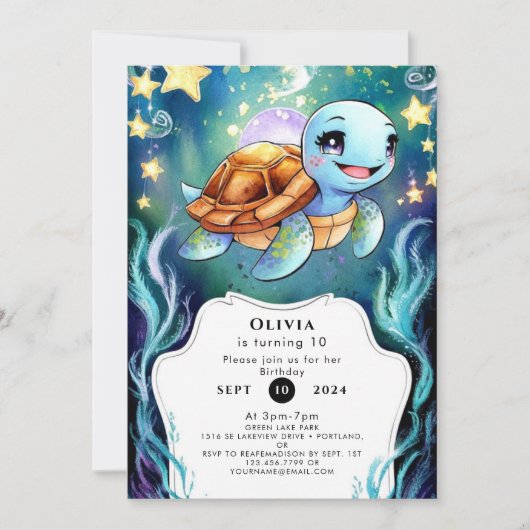 エンチャントシンプルドボホカメ誕生日 招待状 (正面)