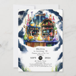 エンチャントシンプルド化学科学者誕生日 招待状