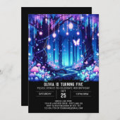 エンチャントスウィートウッドランドデジタル誕生日 招待状 (正面/裏面)