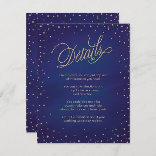 エンチャントスターズブルー&金ゴールド結婚のエンクロージャカード エンクロージャーカード (正面/裏面)