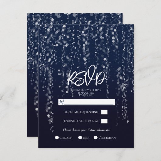 エンチャントスターライトシルバーブルースウィート16 RSVP 招待状 (正面/裏面)