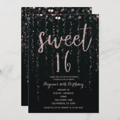 エンチャントスターライトバラ金ゴールド赤面スウィート16 招待状 (正面/裏面)