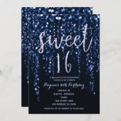 エンチャントスターライトブルーバイオレットスウィート16パーティー 招待状 (正面/裏面)