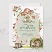 エンチャントセージグリーンフォレストフェアリー誕生日 招待状 (正面)