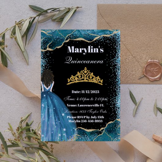 エンチャントターコイズグリッタープリンセスキンセアニェラ 招待状