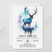 エンチャントディアウォーターカラー〔雄ジカの〕枝角誕生日 招待状 (正面)